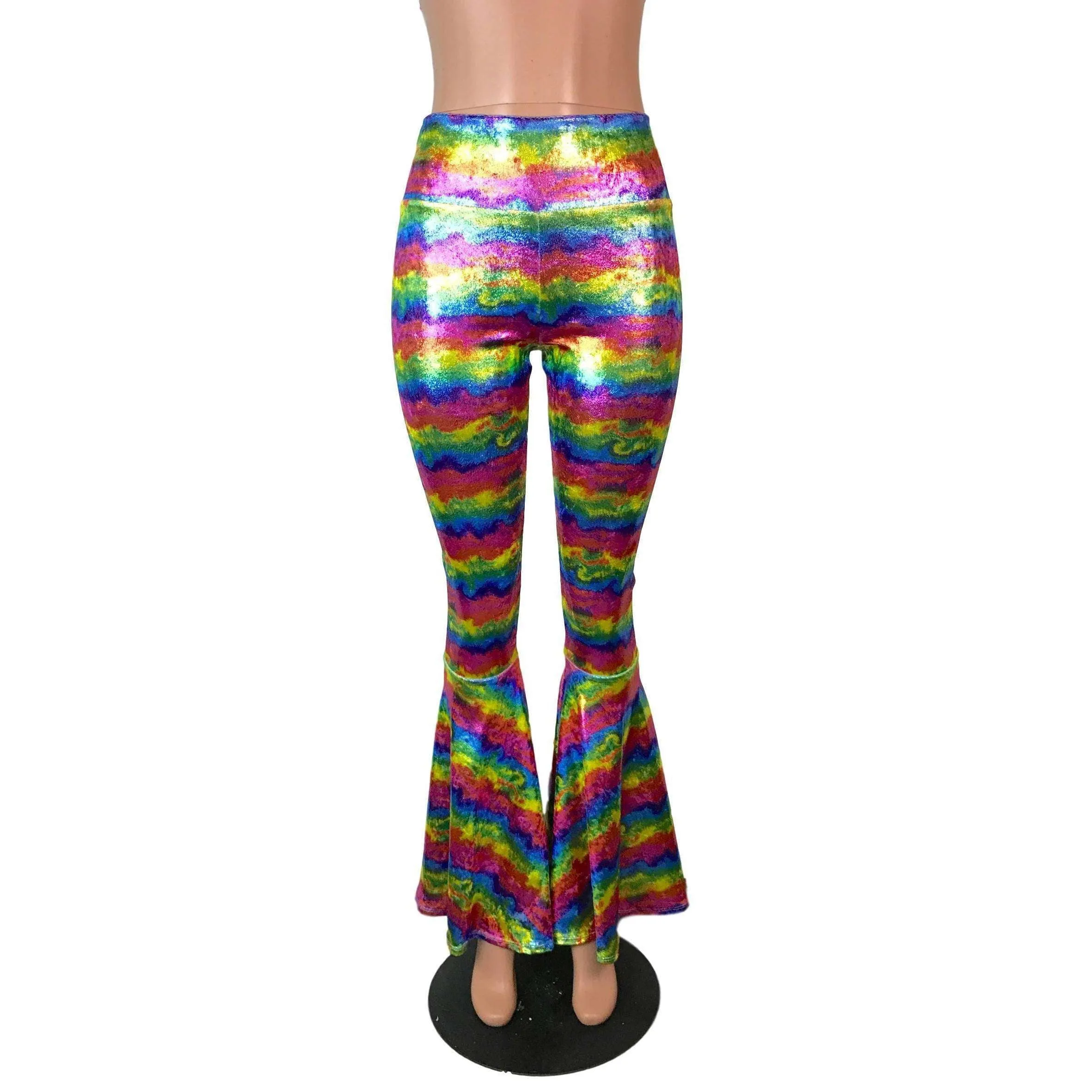 SALE - Rainbow Velvet Bell Bottoms High Waisted