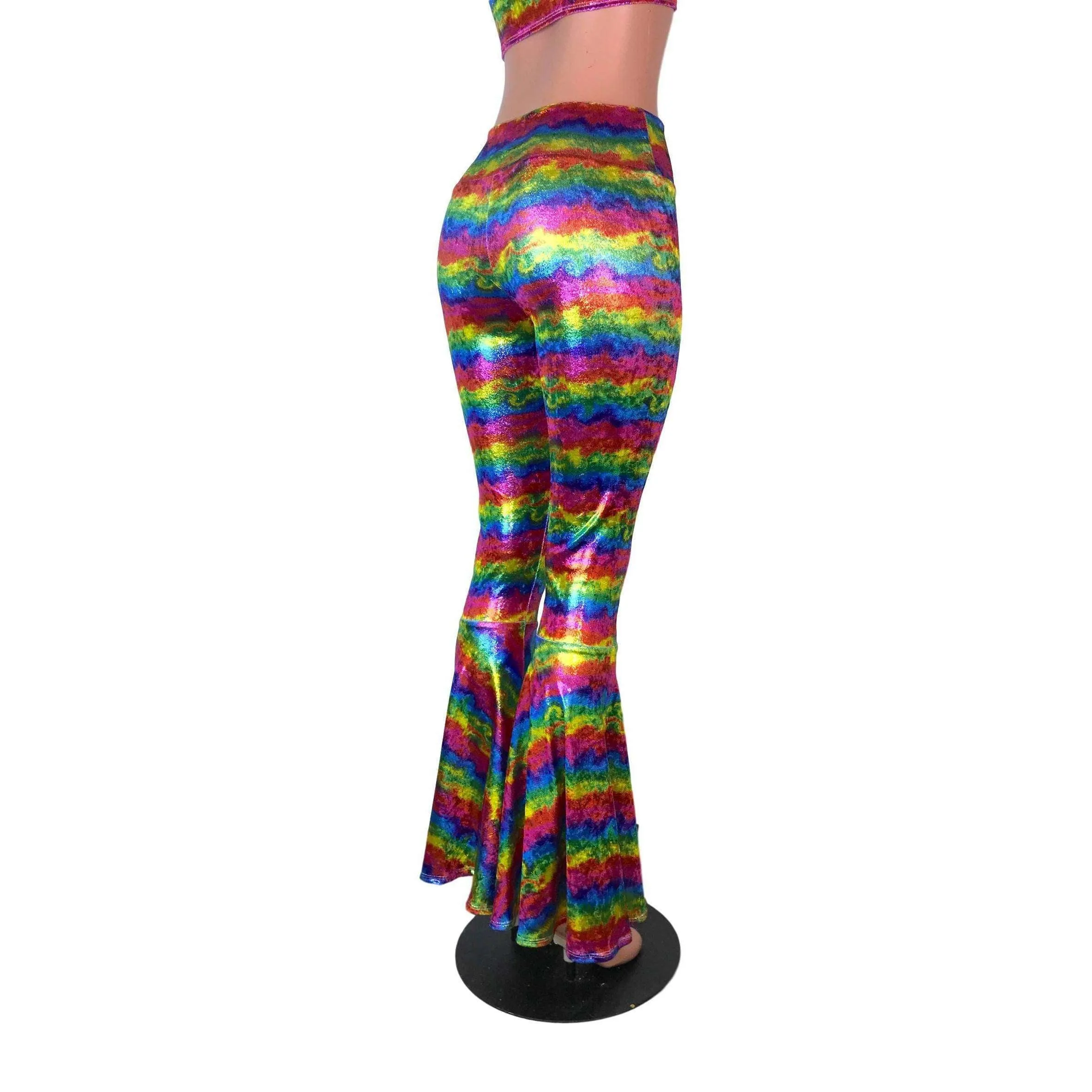 SALE - Rainbow Velvet Bell Bottoms High Waisted