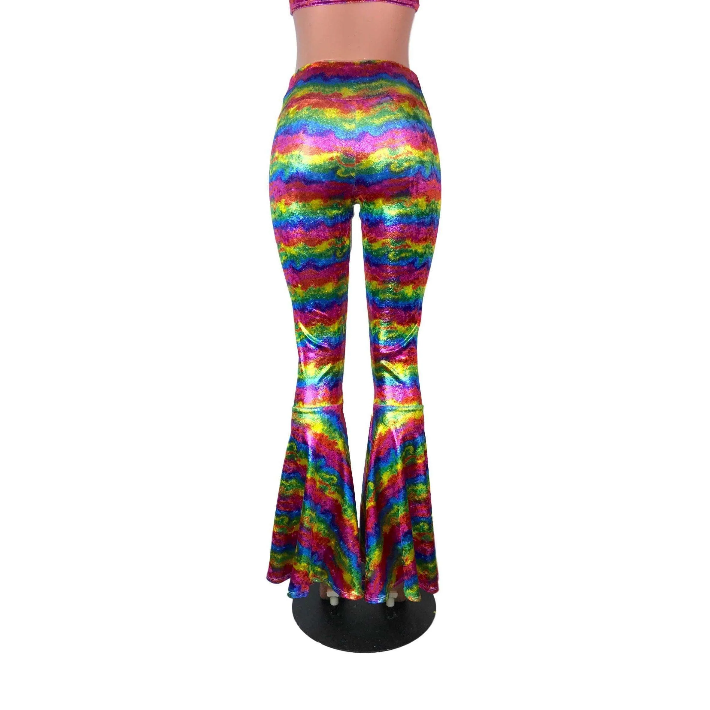 SALE - Rainbow Velvet Bell Bottoms High Waisted