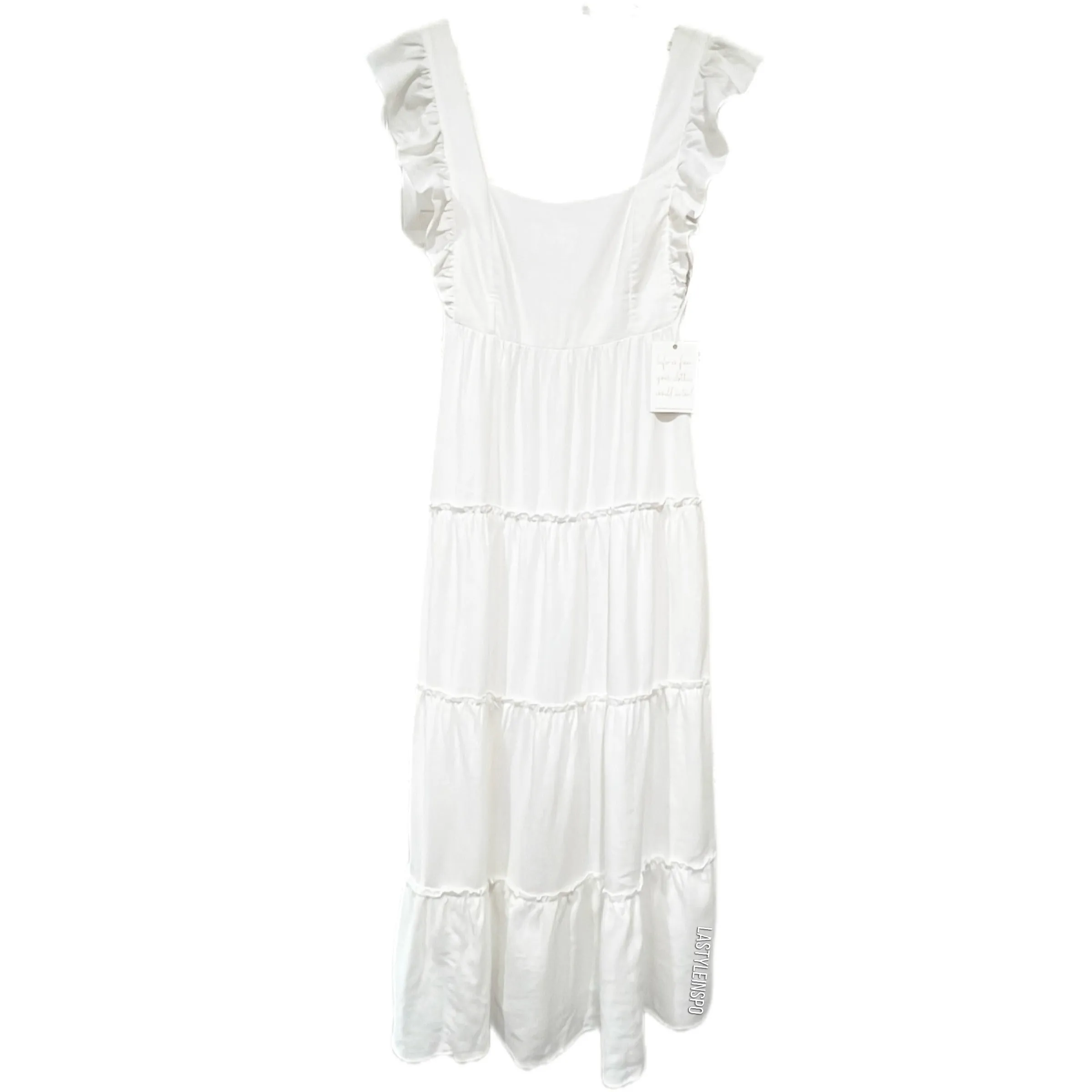 Show Me Your MuMu Lovely Ruffles Victorian Maxi-Midi Dress in White Size Medium