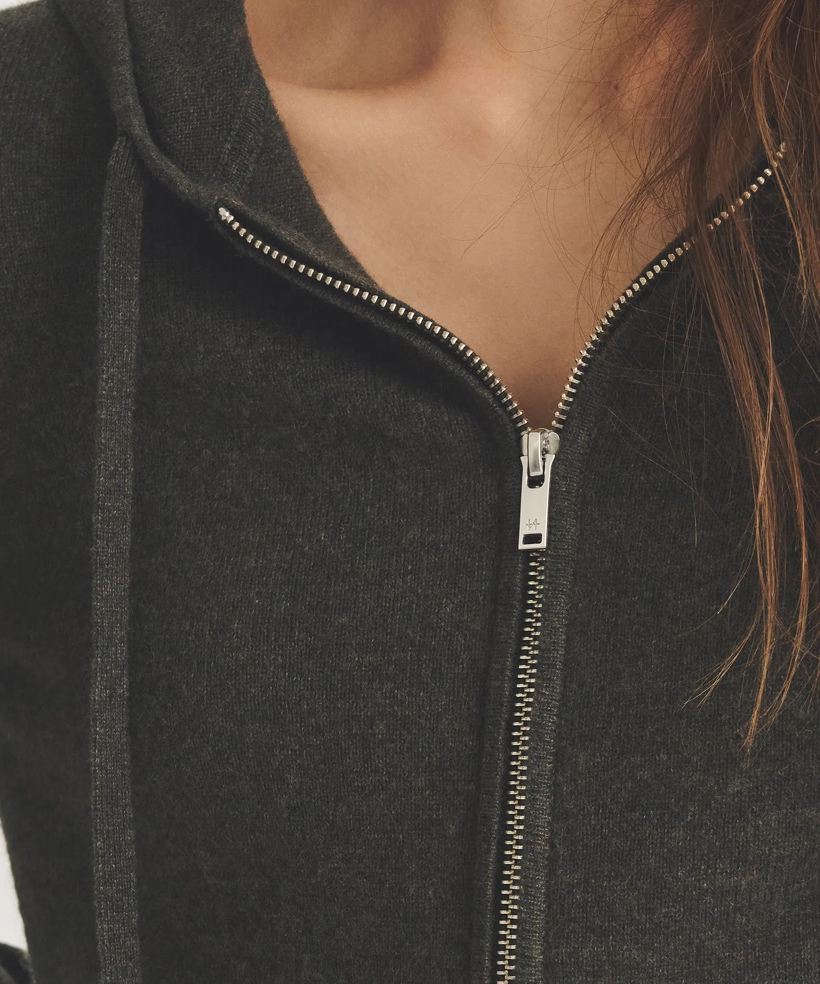 Signature Cashmere Cropped Zip Up Hoodie