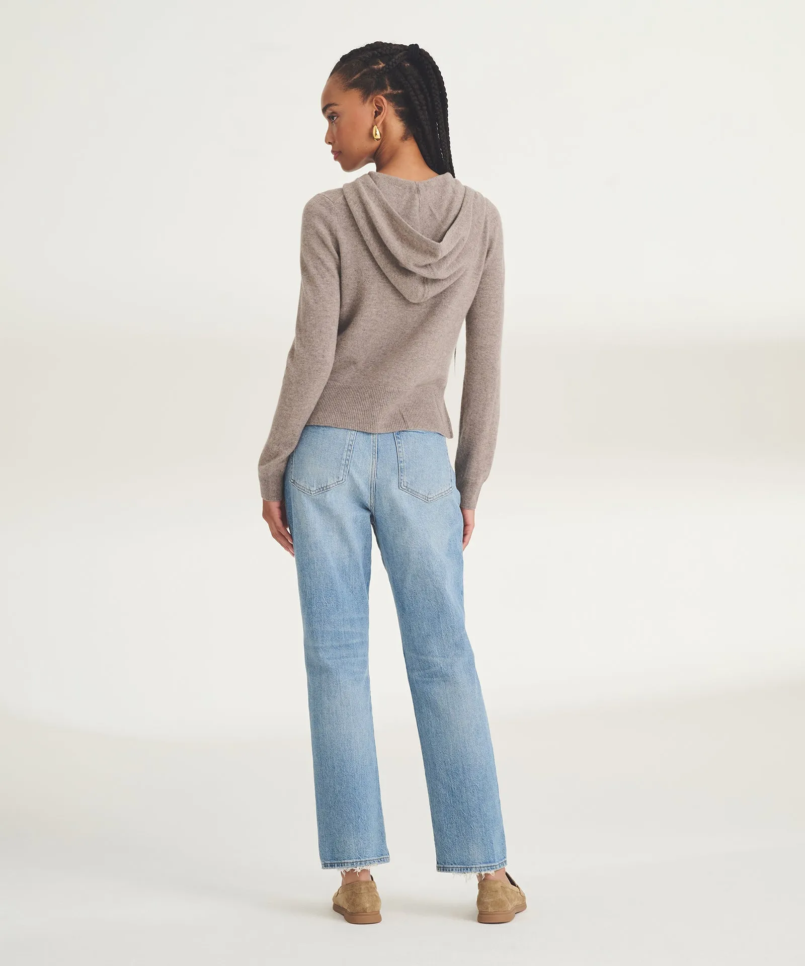 Signature Cashmere Cropped Zip Up Hoodie