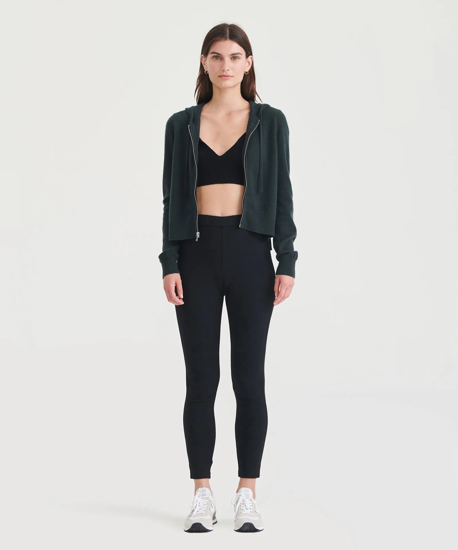 Signature Cashmere Cropped Zip Up Hoodie