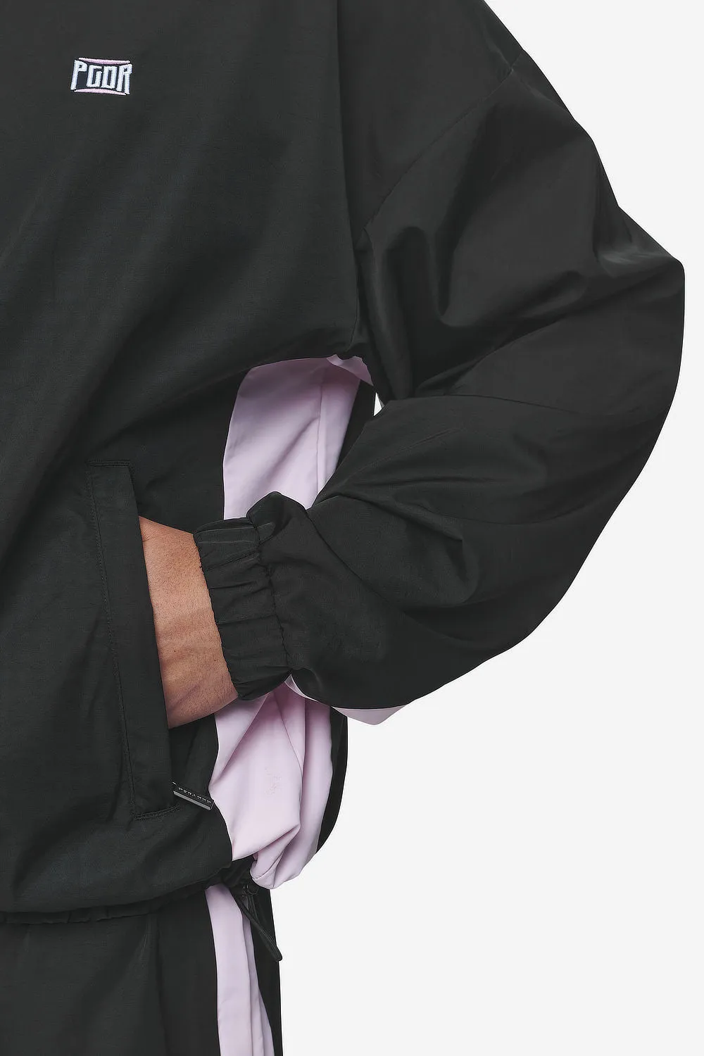 Stow Boxy Track Jacket Black Bubblegum