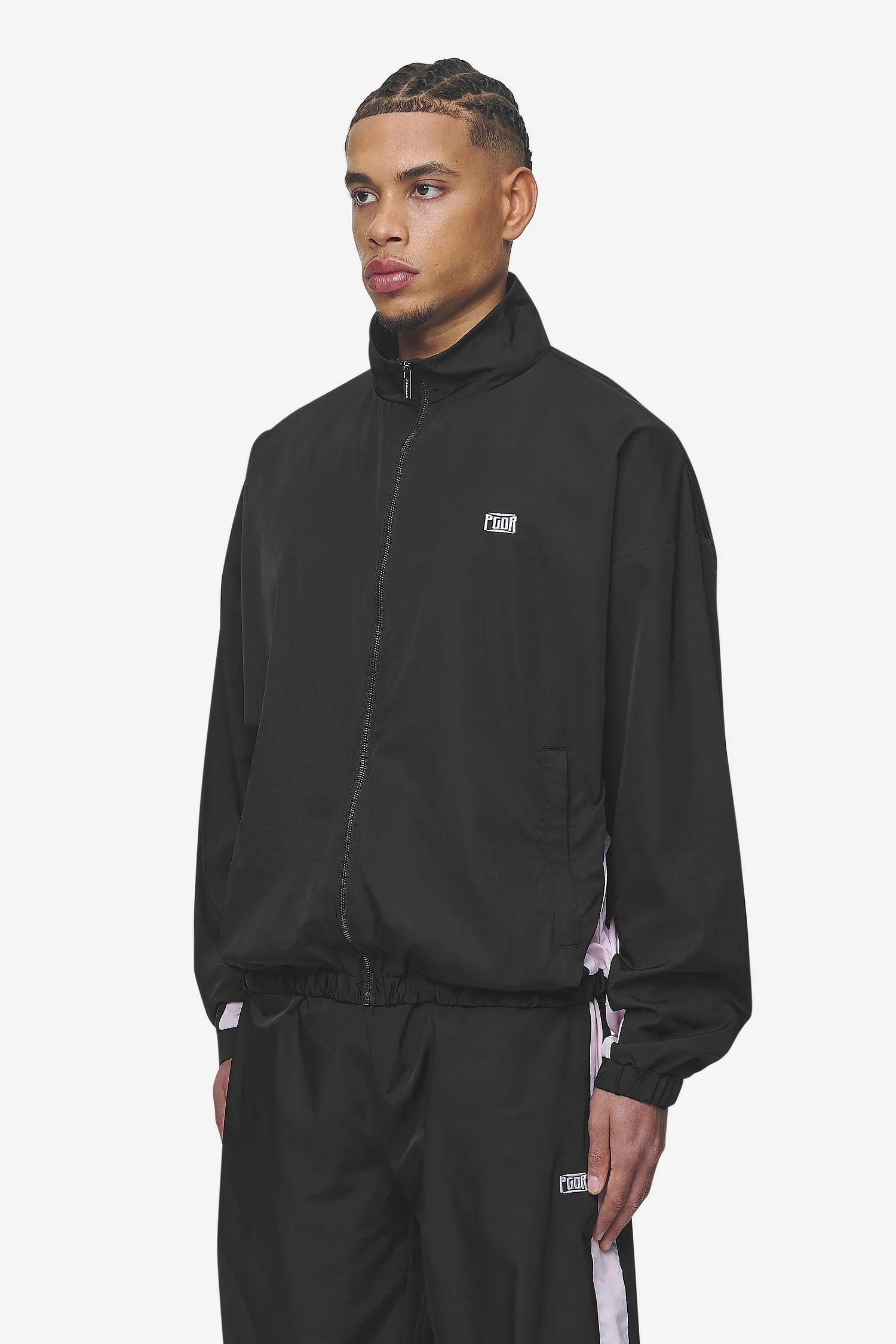 Stow Boxy Track Jacket Black Bubblegum