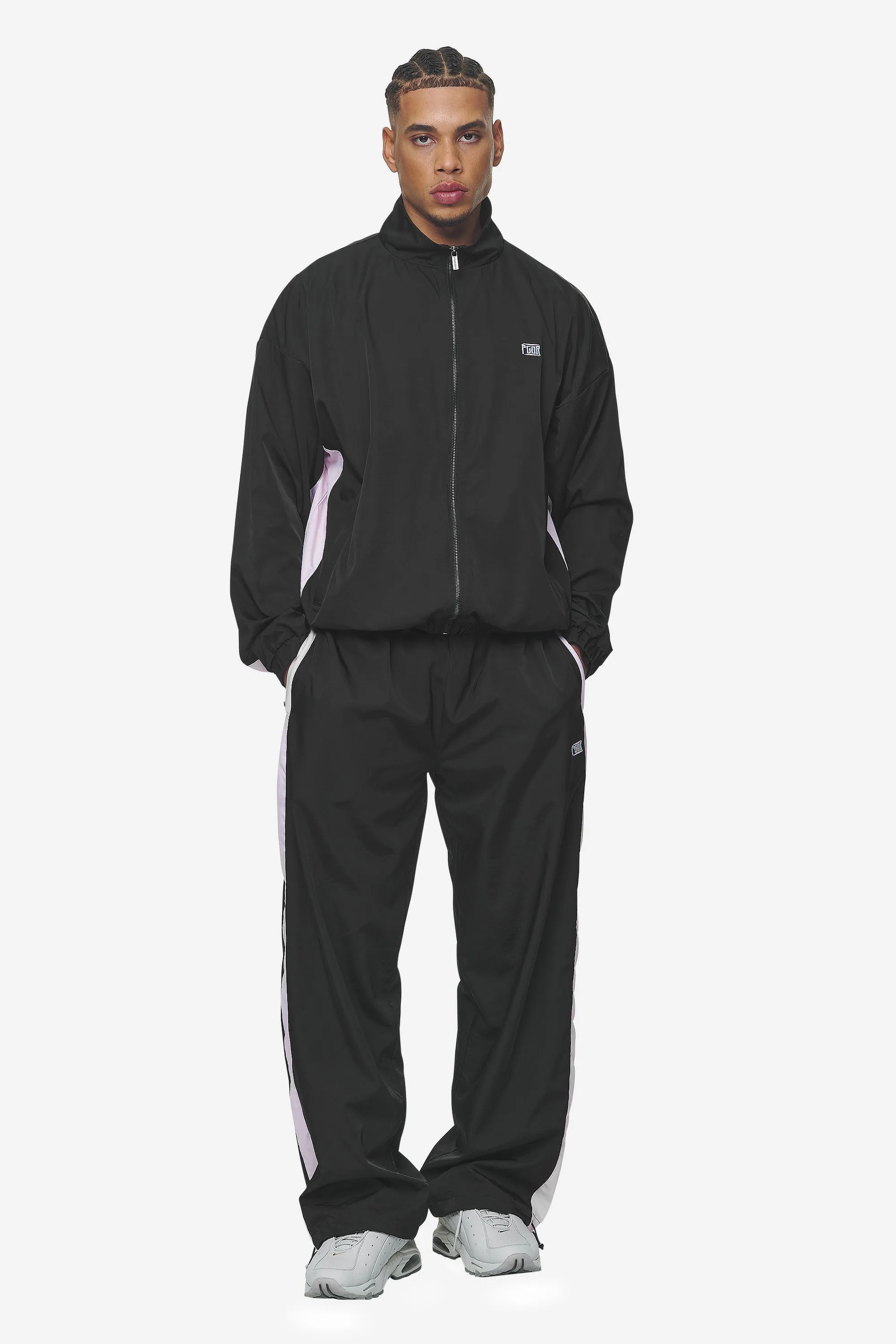 Stow Boxy Track Jacket Black Bubblegum