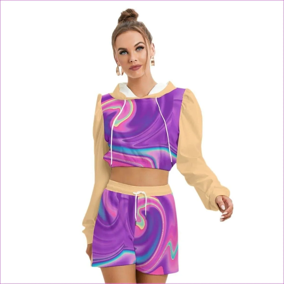 Tie-Dye Lady's Hoodie And Short Set