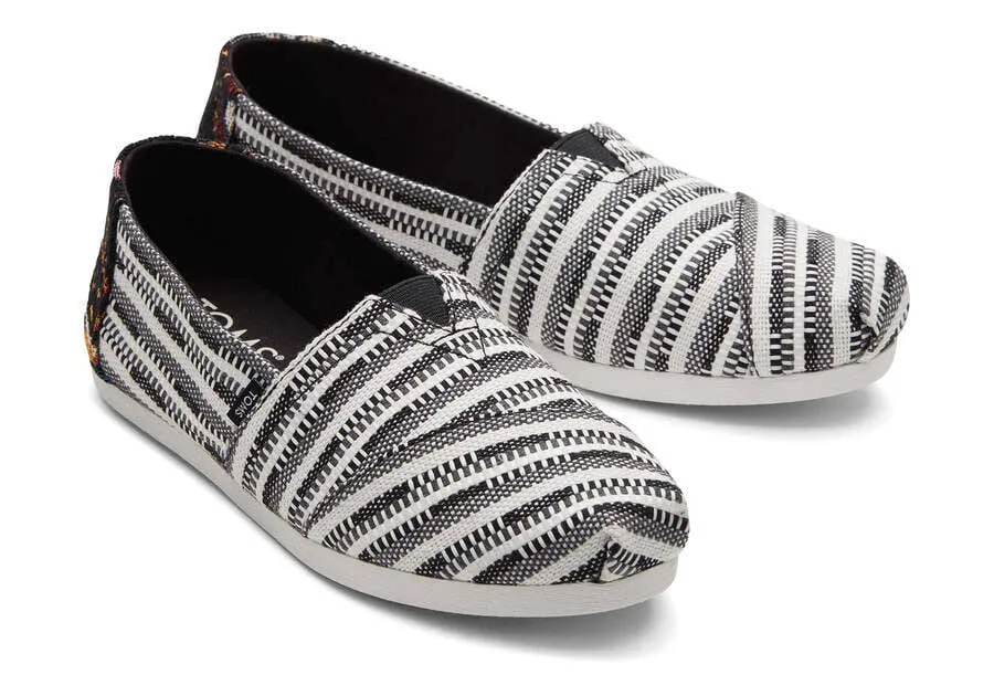 Toms Womens Alpargata Black Striped Global Woven