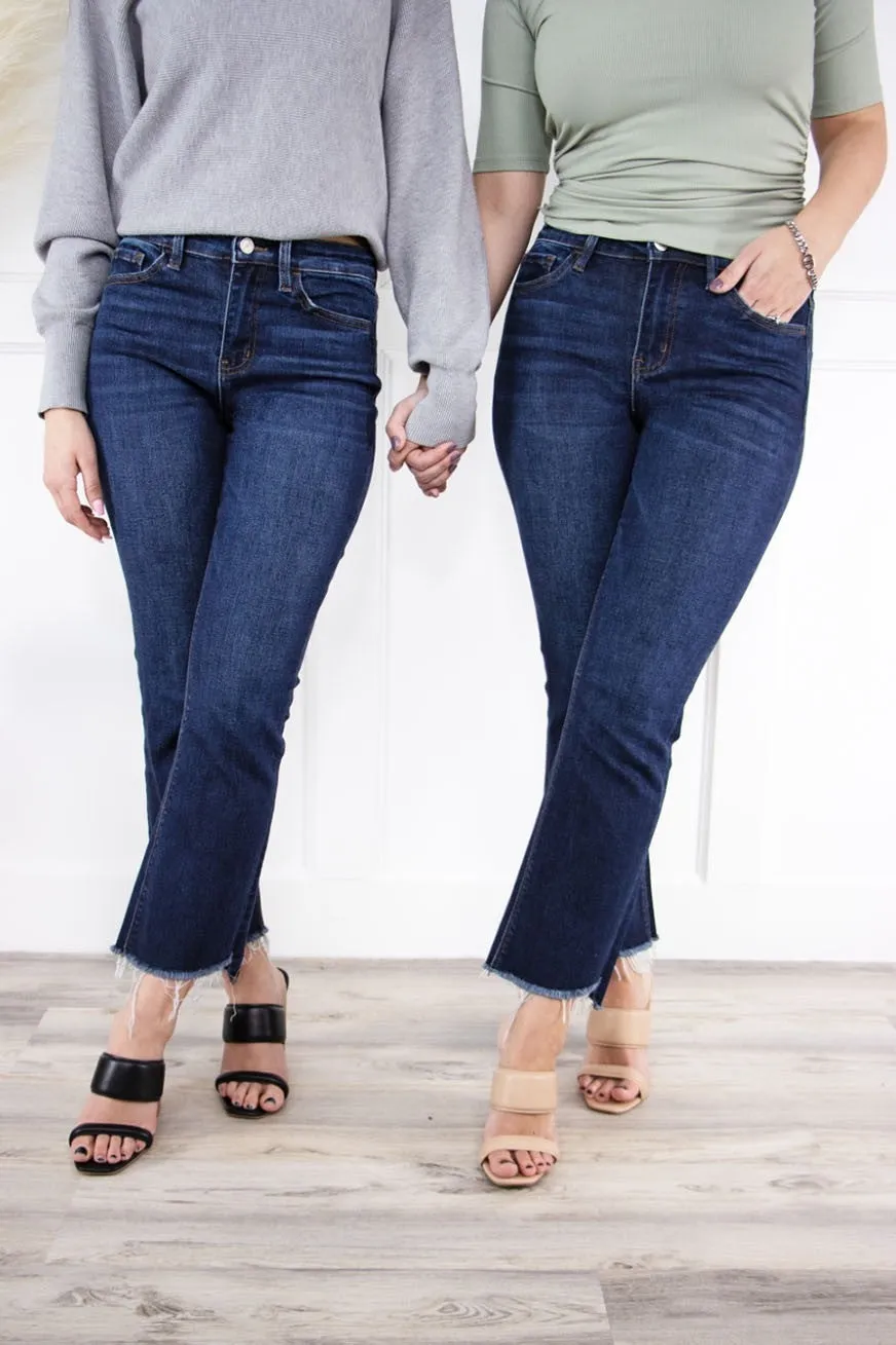 Vervet Blue Bella High-Rise Crop Flare Denim