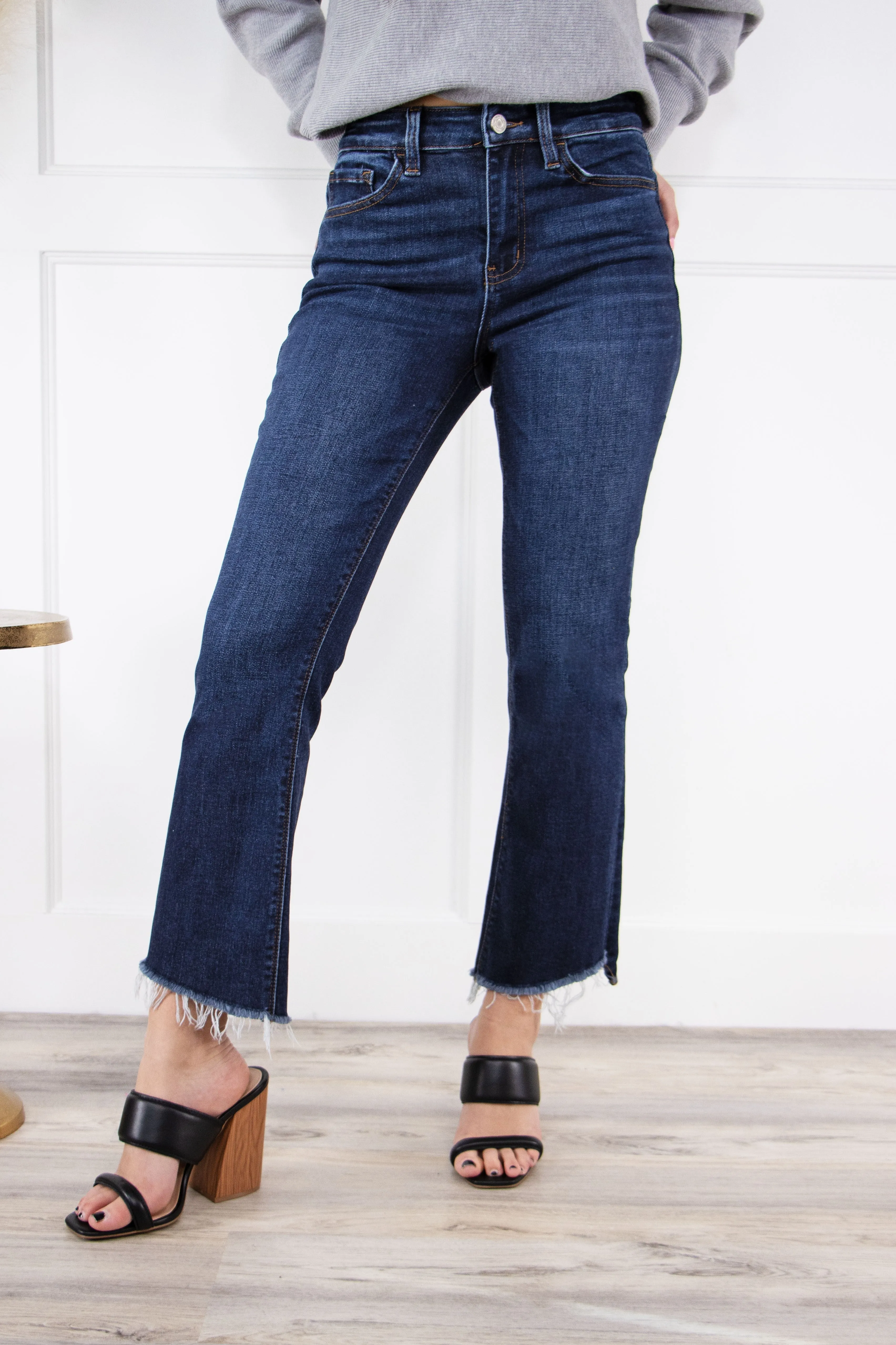 Vervet Blue Bella High-Rise Crop Flare Denim