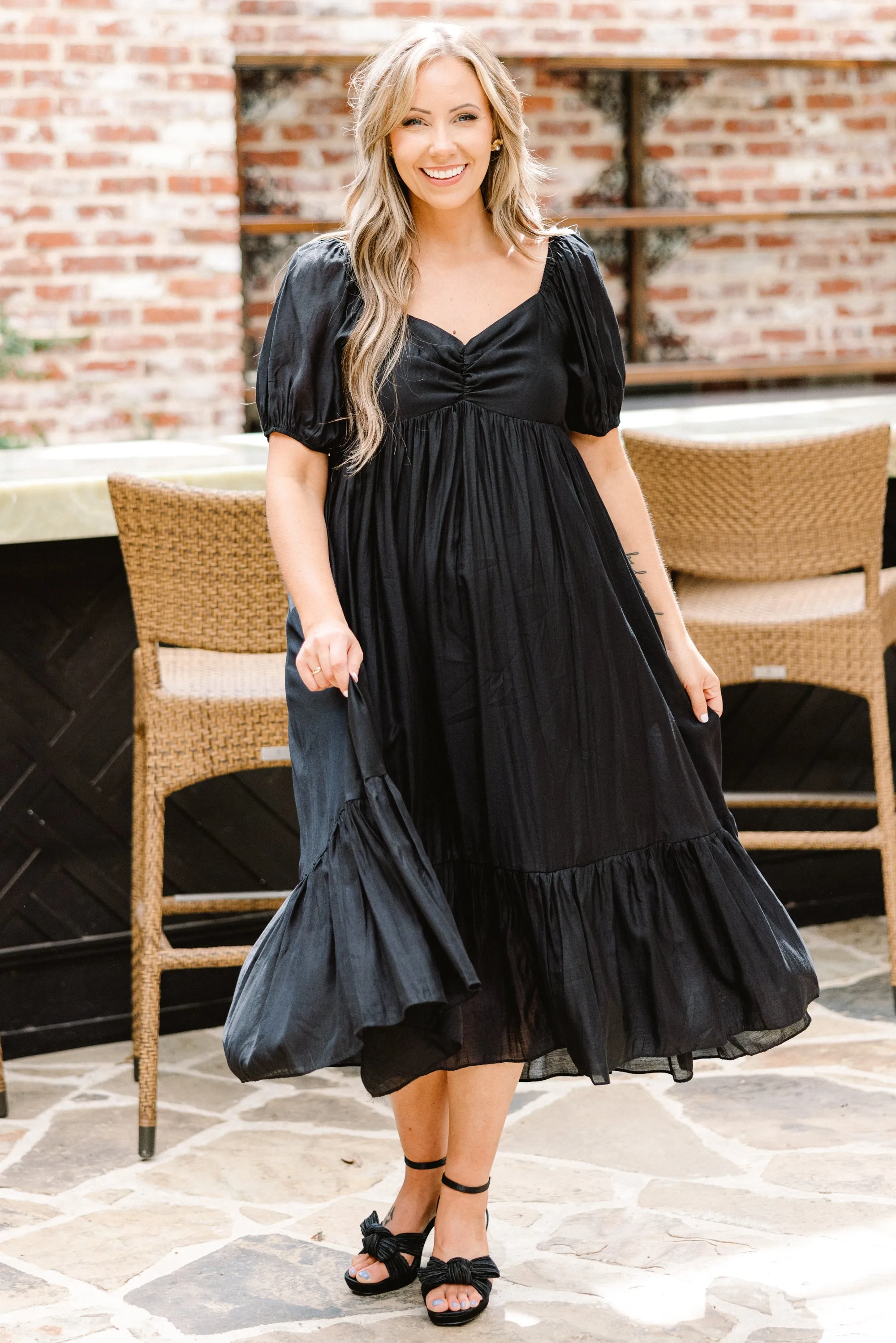 Working Your Charm Midi Dress, Black