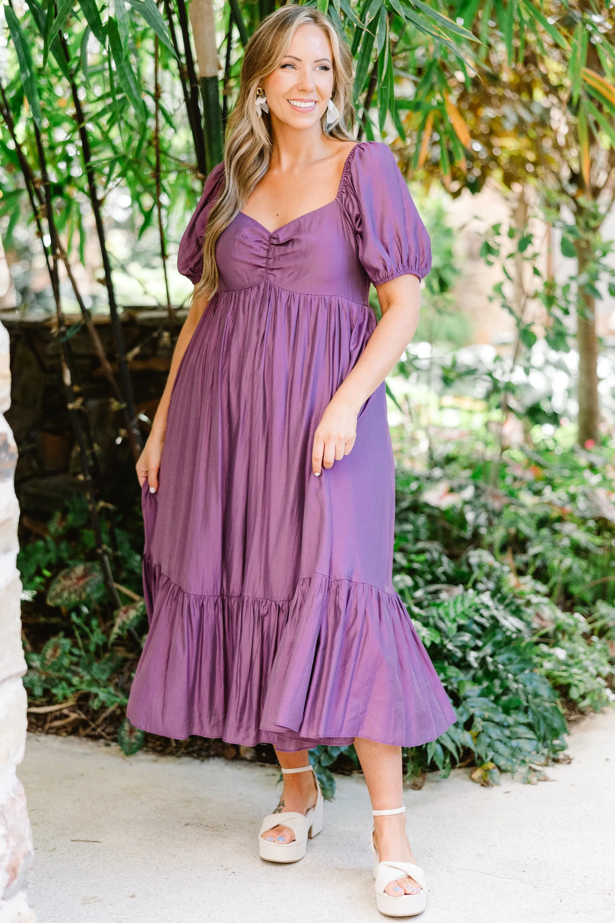 Working Your Charm Midi Dress, Eggplant