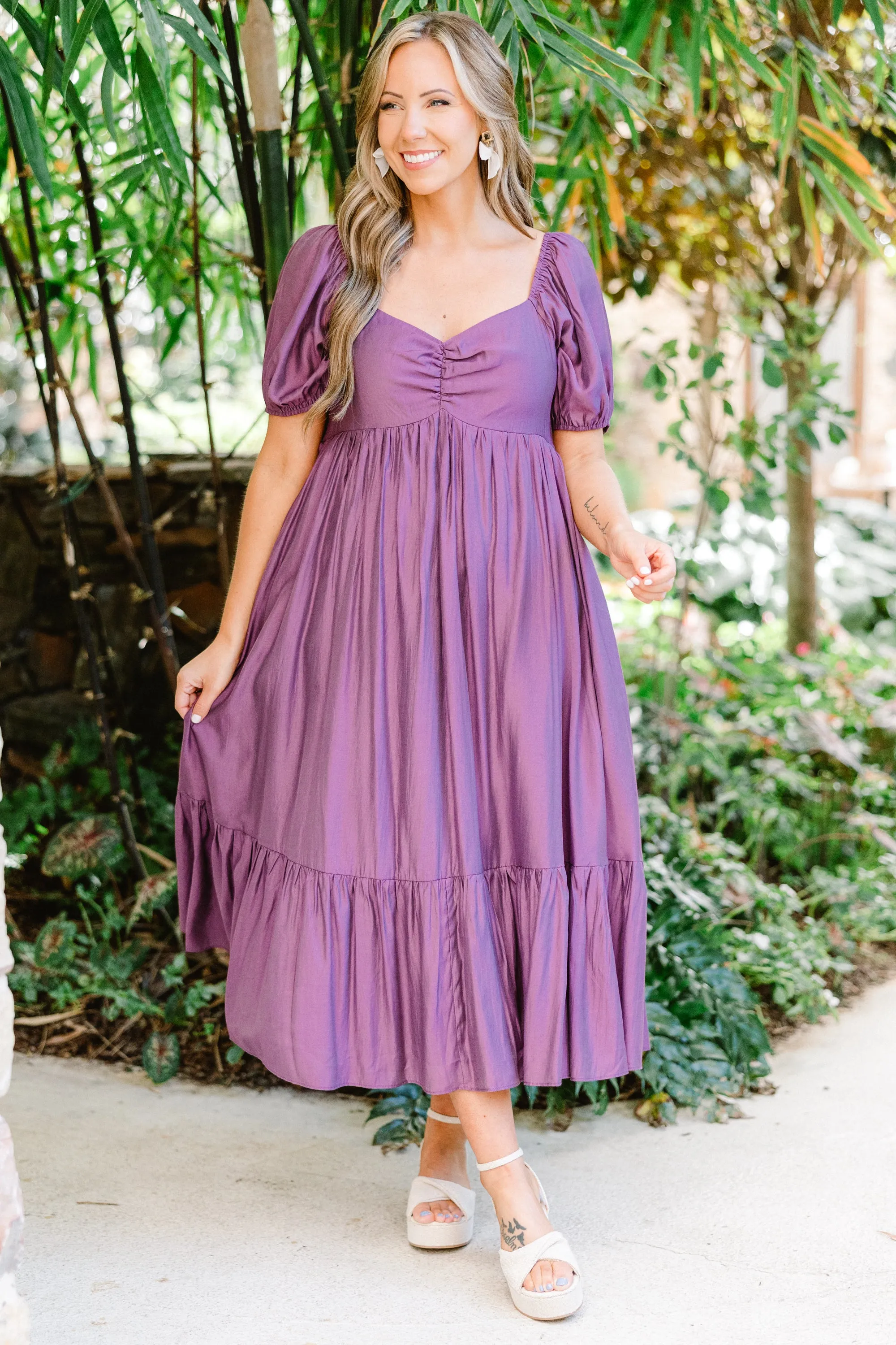 Working Your Charm Midi Dress, Eggplant