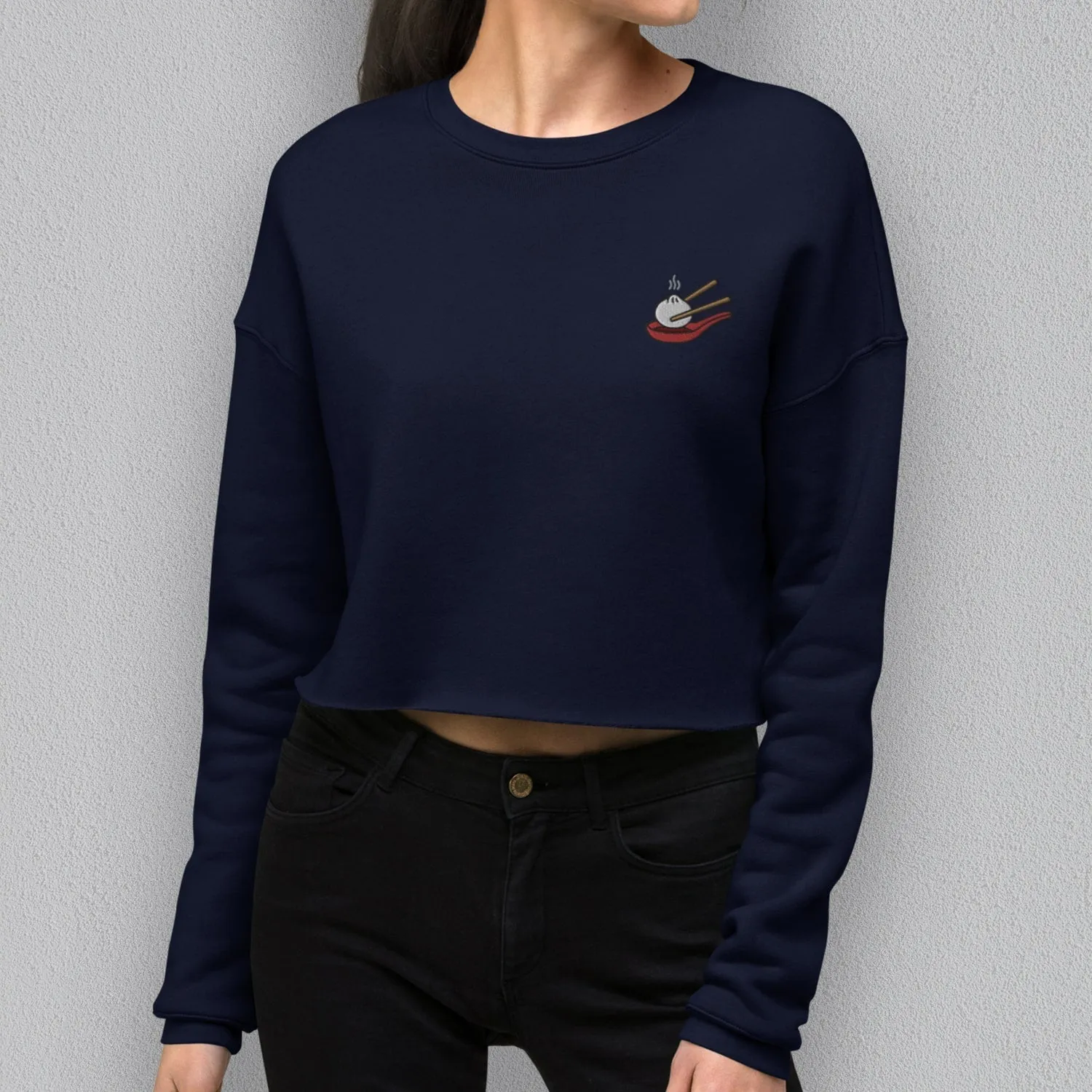 Xiao Long Bao Embroidered Crop Sweatshirt