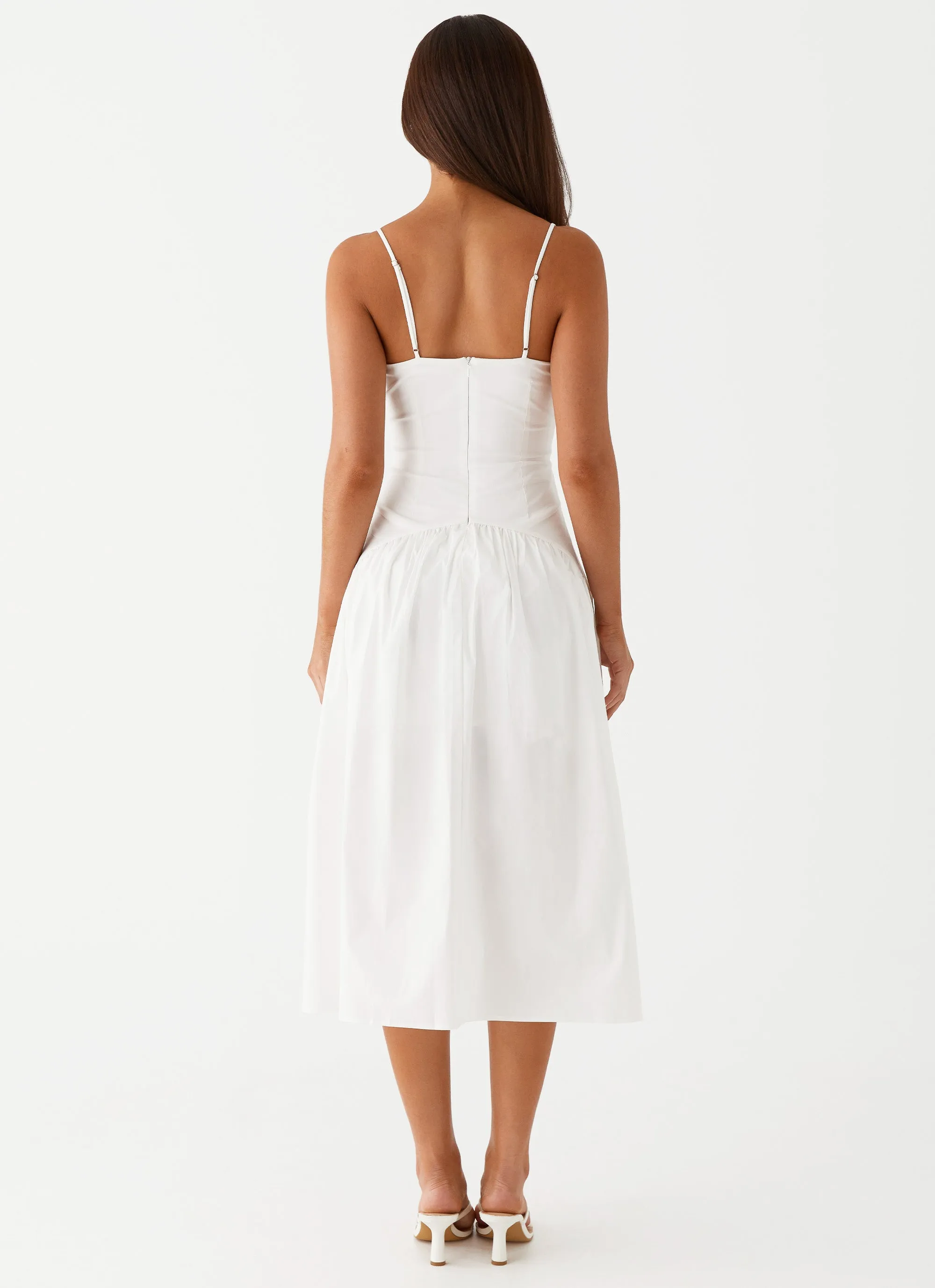 Yvette Corset Midi Dress - White