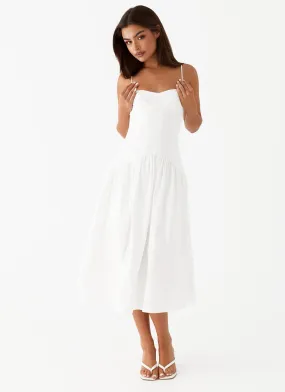 Yvette Corset Midi Dress - White