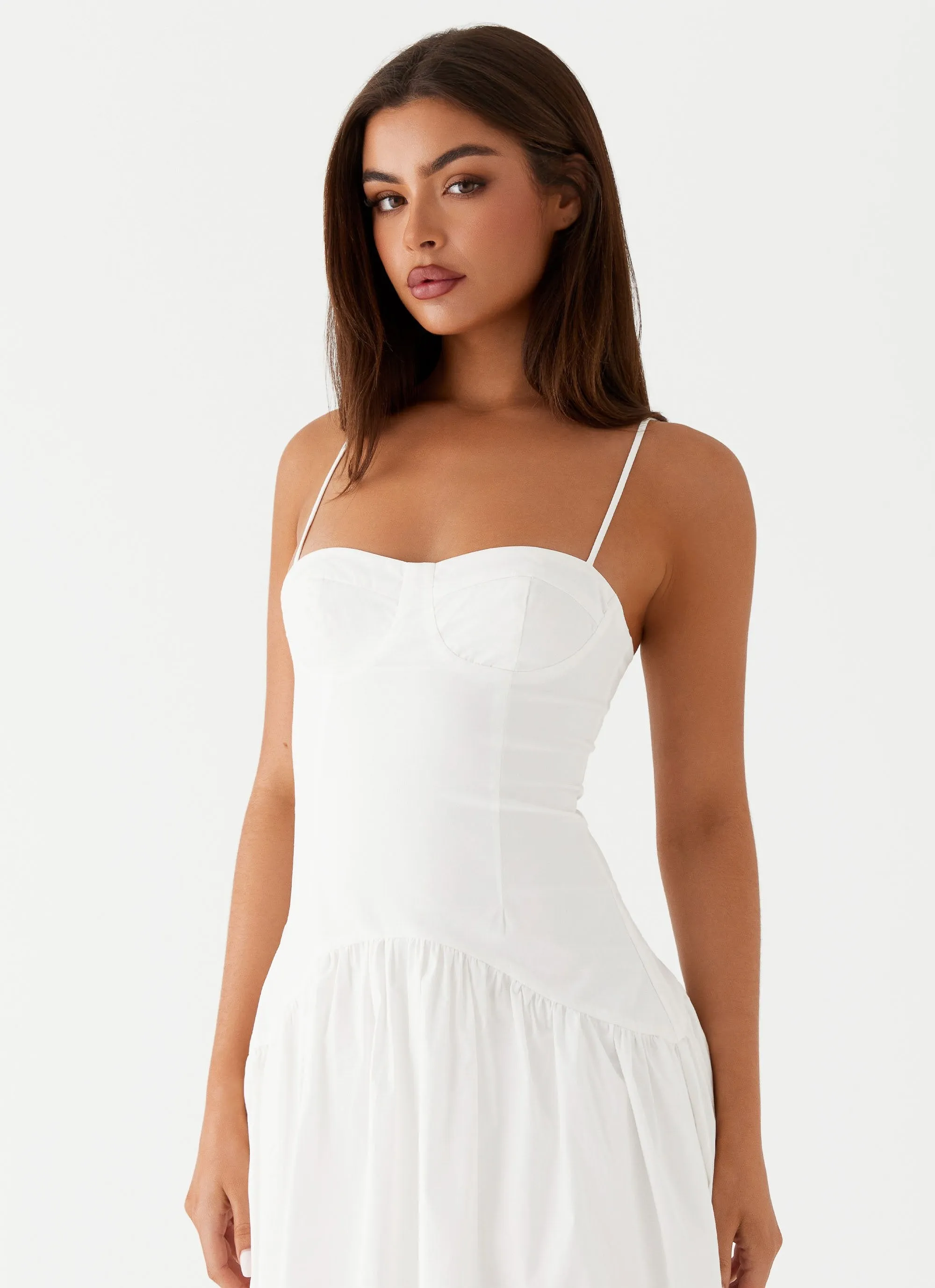 Yvette Corset Midi Dress - White