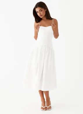 Yvette Corset Midi Dress - White